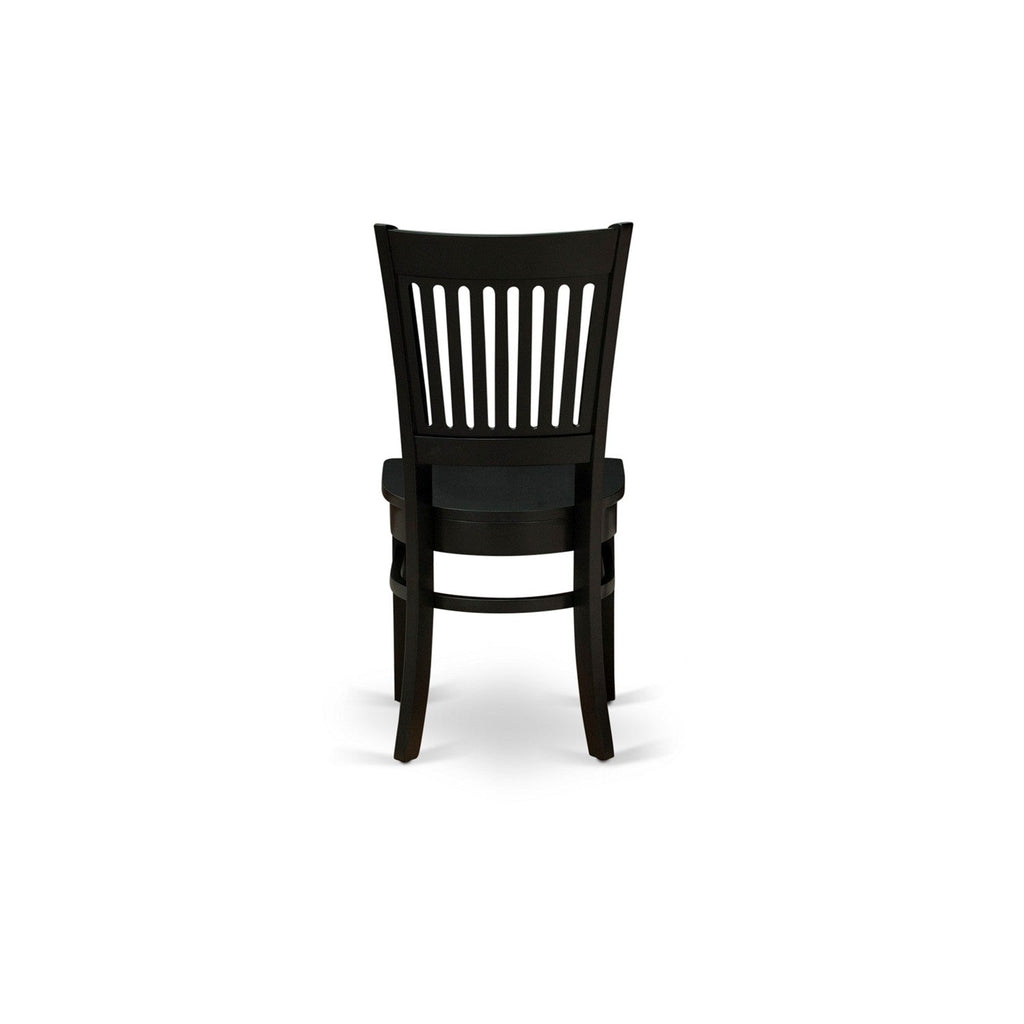 EAST WEST FURNITURE - ANVA5-BLK-W - 5-Pc Dining Room Table Set- 4 dining room chairs and Dining Room Table - Wooden Seat and Slatted Chair Back (Black Finish)