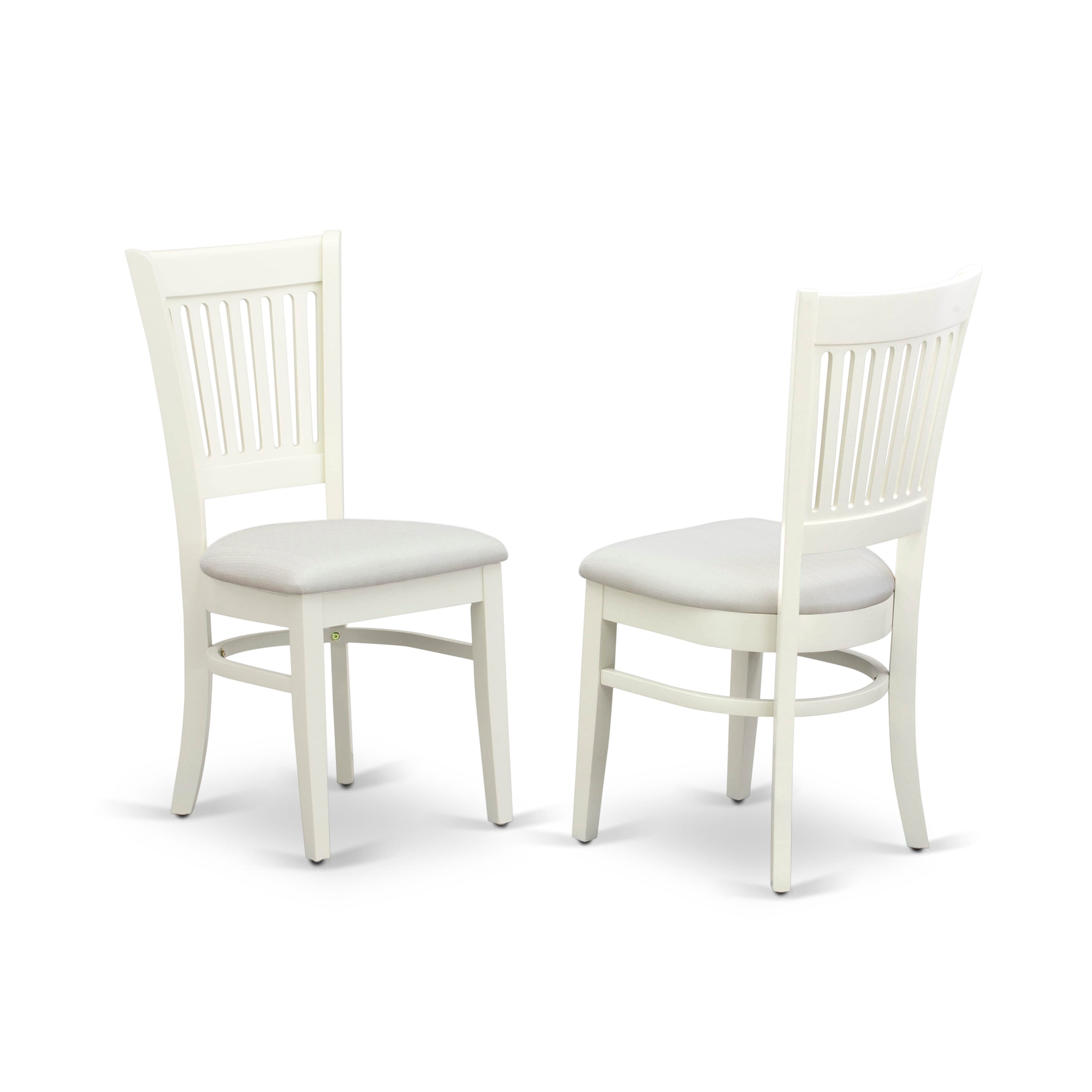 EAST WEST FURNITURE - AVVA5-LWH-C - 5-Pc Dinette Room Set- 4 Mid Century Dining Chairs with Linen Fabric Seat and Slatted Chair Back - Removable leaf Wood Dining Table - linen white Finish