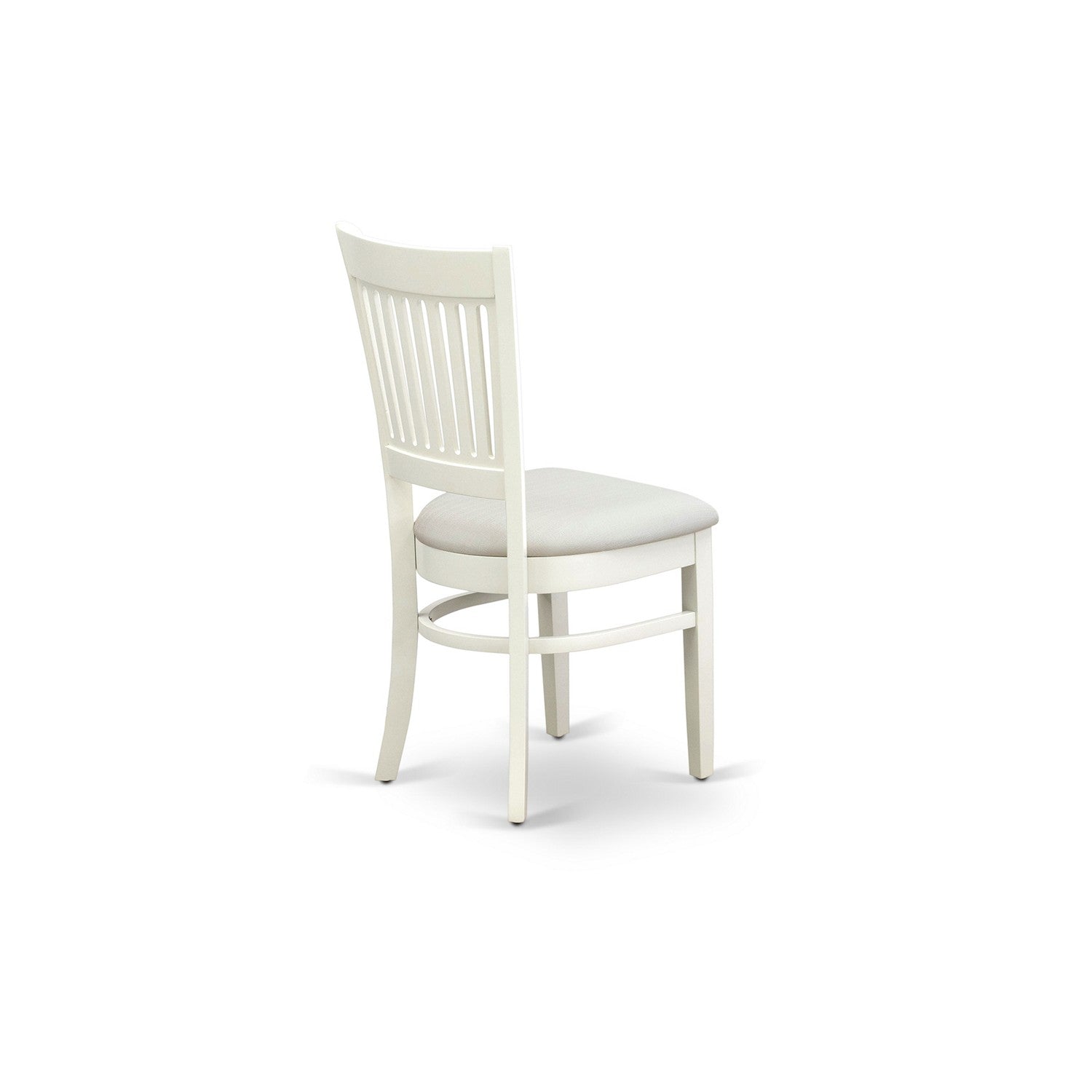 EAST WEST FURNITURE - ANVA3-LWH-C - 3-Pc Dining Room Table Set- 2 Wooden Chairs and Round Dining Table - Linen Fabric Seat and Slatted Chair Back (linen white Finish)