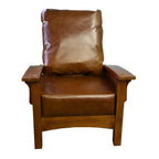 Craftsman / Mission Leather and Oak Morris Chair - Chestnut