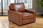Claudette Top Grain Leather Arm Chair - Chestnut