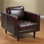 Philippe Top Grain Leather Arm Chair - Chocolate Brown