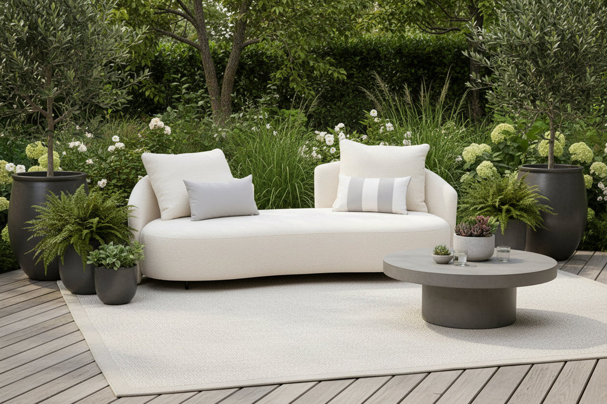 Serene Outdoor Sofa - 83", Cream Bouclé All-Weather