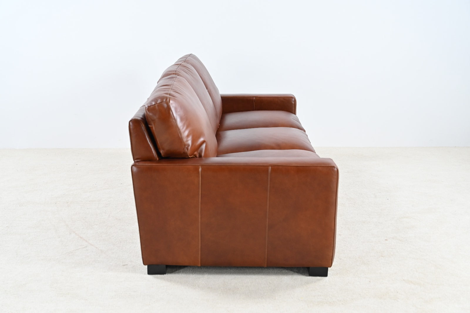 Claudette Top Grain Leather Sofa - Chestnut