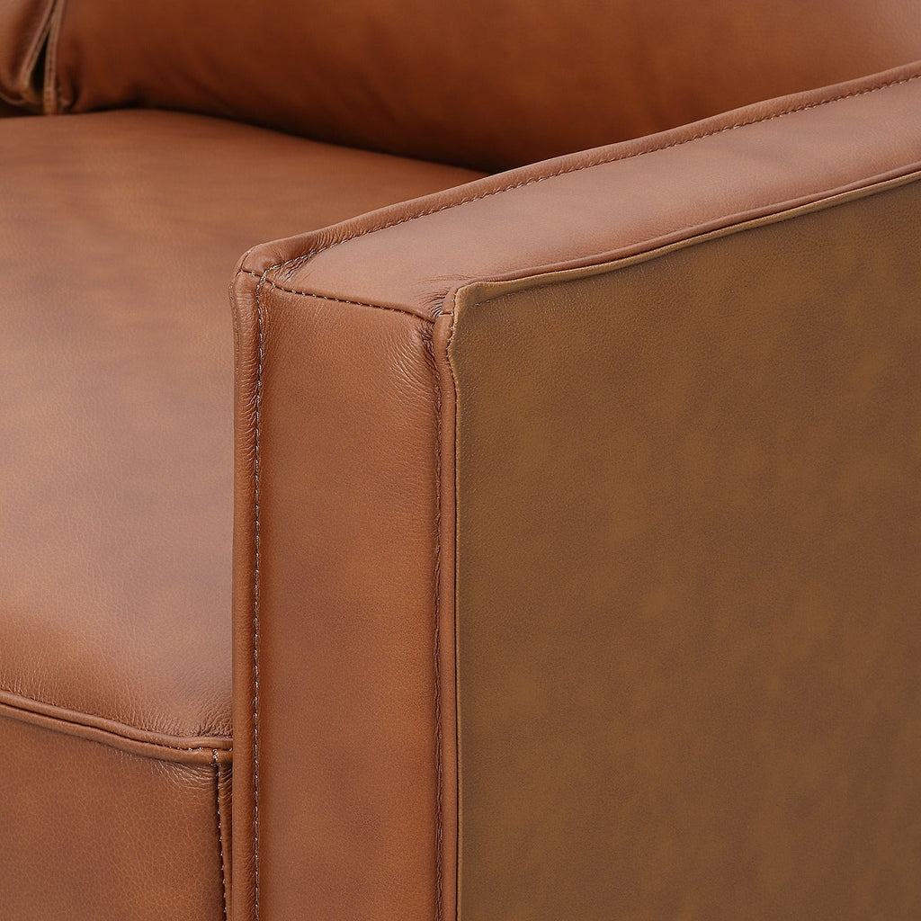 Samhara Top Grain Leather Love Seat - Chestnut