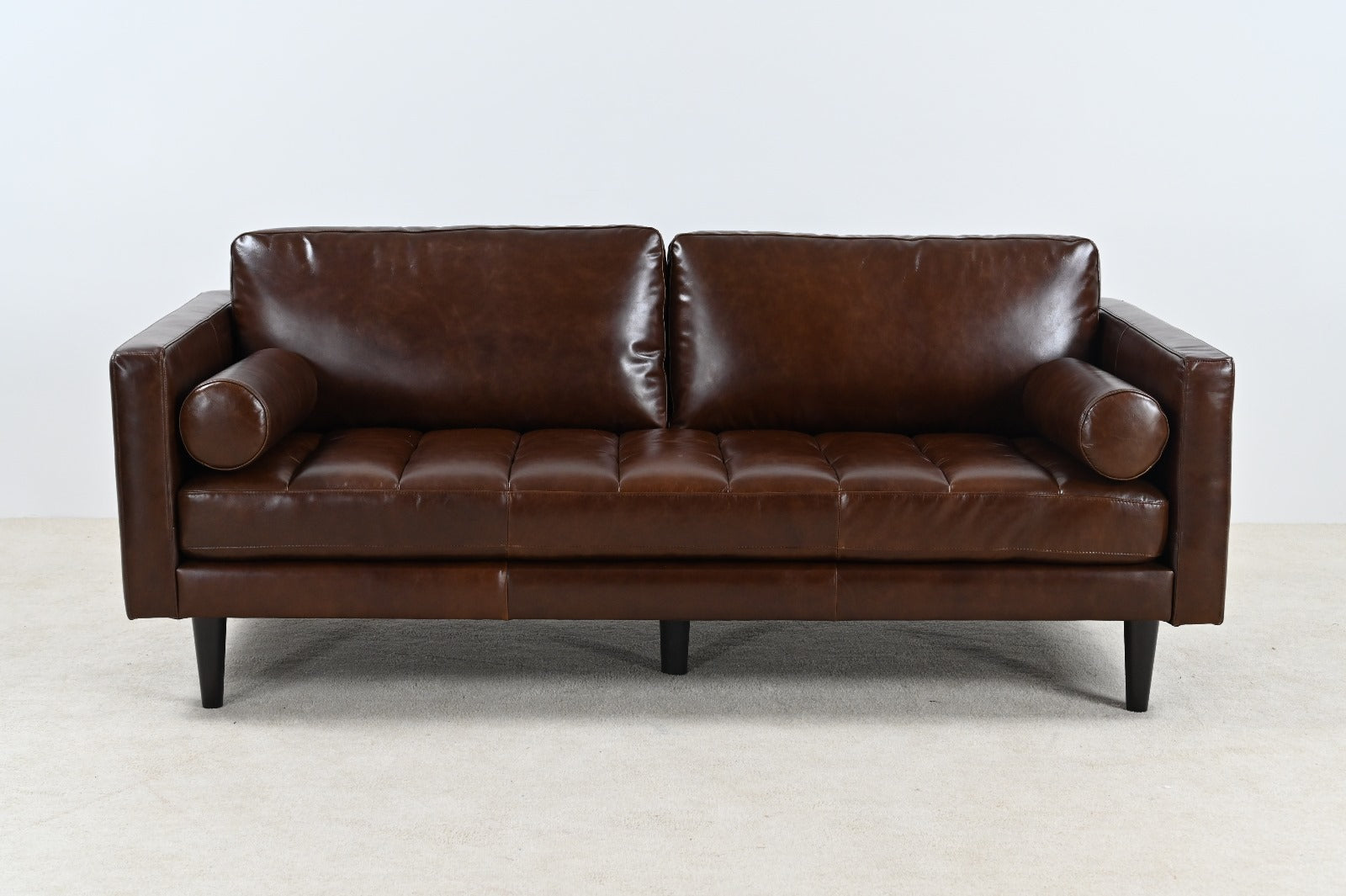 Philippe Top Grain Leather Sofa - Chocolate Brown