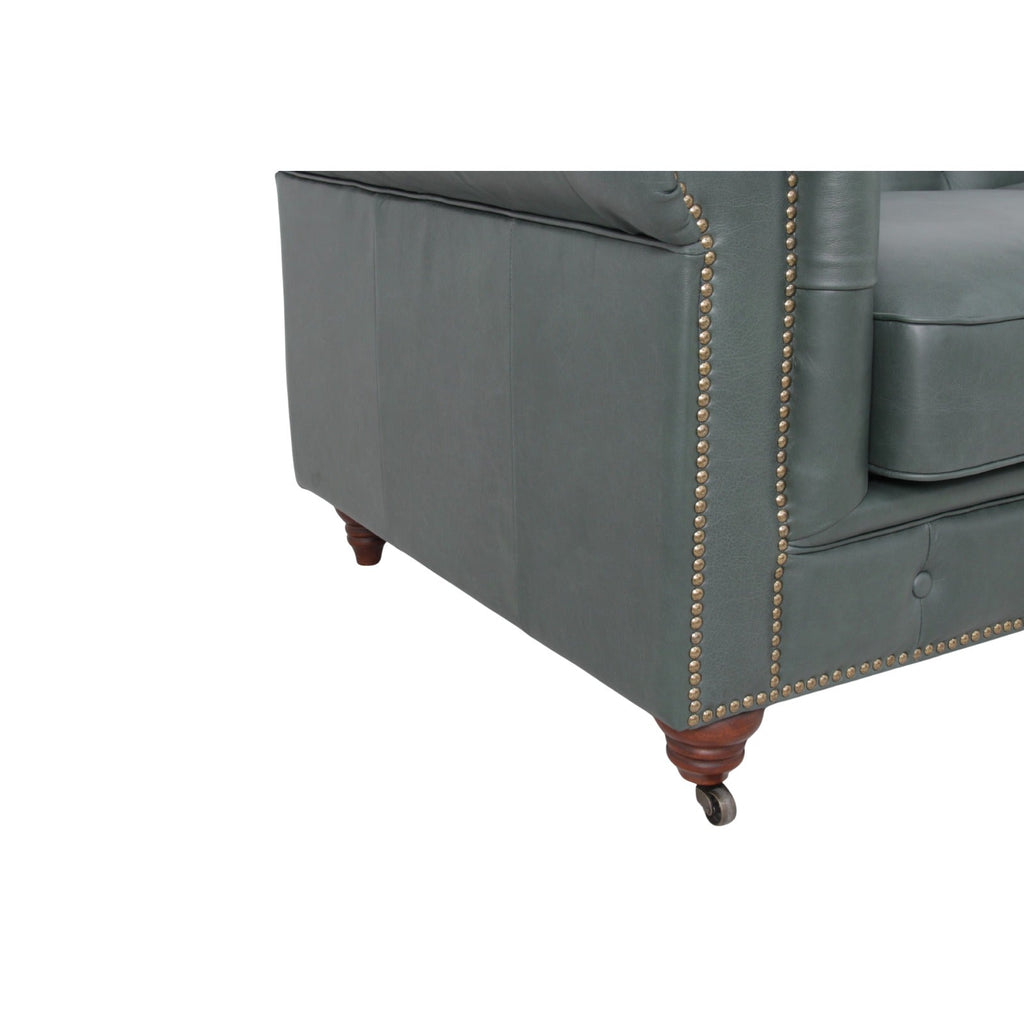 Belgravia Chesterfield Top Grain Leather Sofa with Tufted Back & Rolled Arms