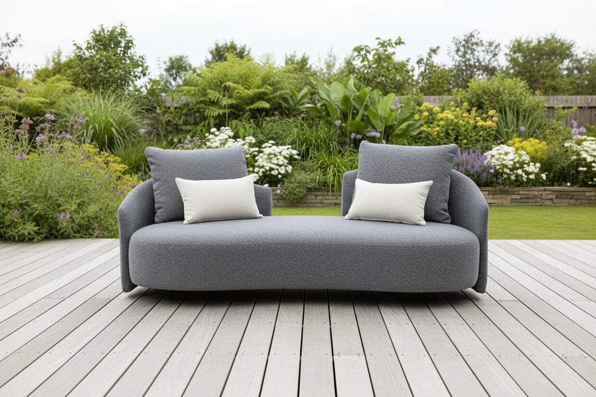 Serene Outdoor Modern Sofa - 83",  Gray Bouclé All-Weather