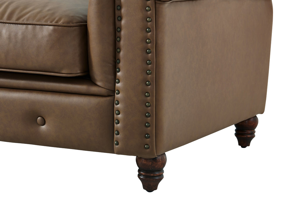 Cornelia Modern Contemporary Eco Leather Love Seat - Brown