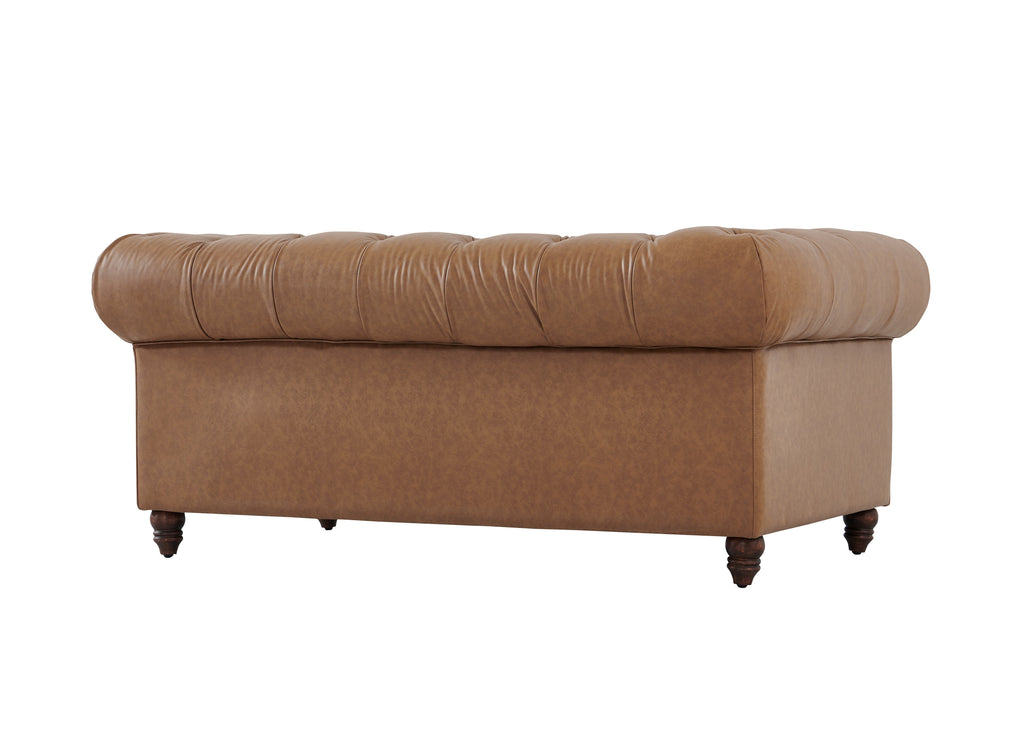 Cornelia Modern Contemporary Eco Leather Love Seat - Light Brown