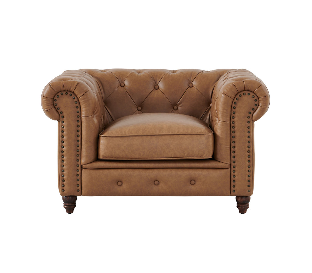 Cornelia Modern Contemporary Eco Leather Arm Chair - Light Brown