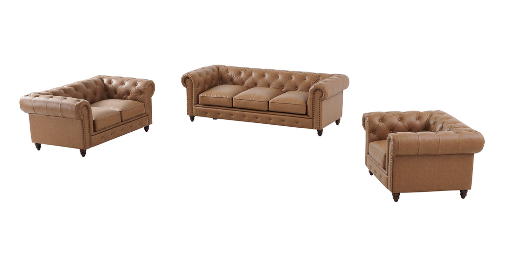 Cornelia Modern Contemporary Eco Leather Love Seat - Light Brown