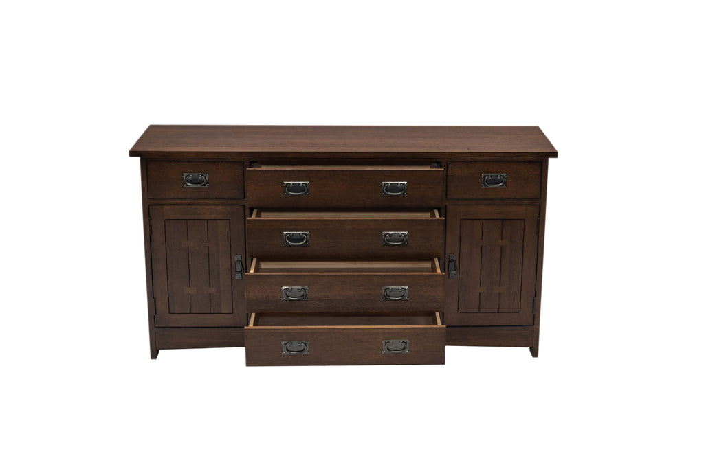 Mission Oak 6-Drawer 62" Sideboard - Walnut