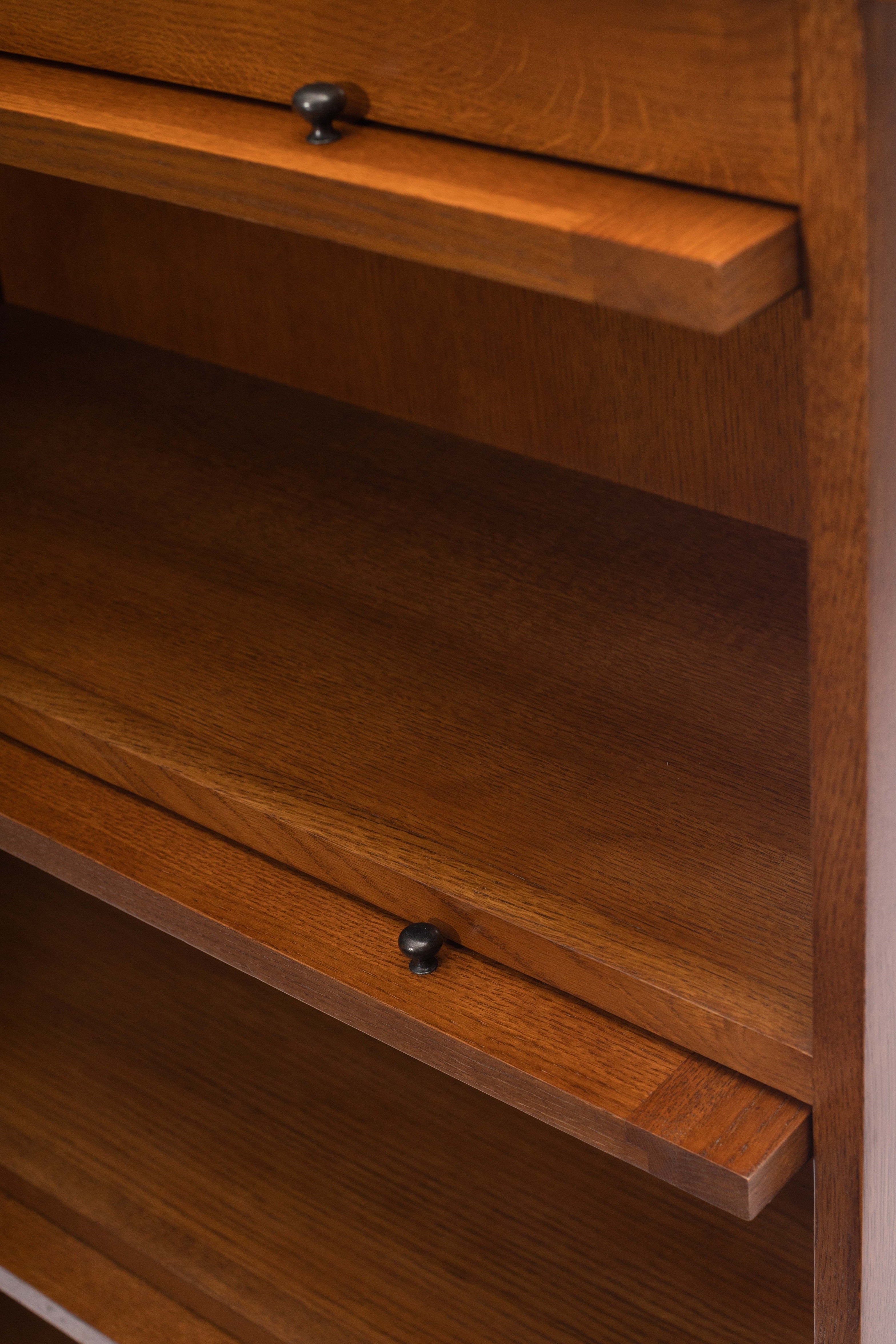 Mission Craftsman Style Oak Barrister Bookcase - 3 Stack