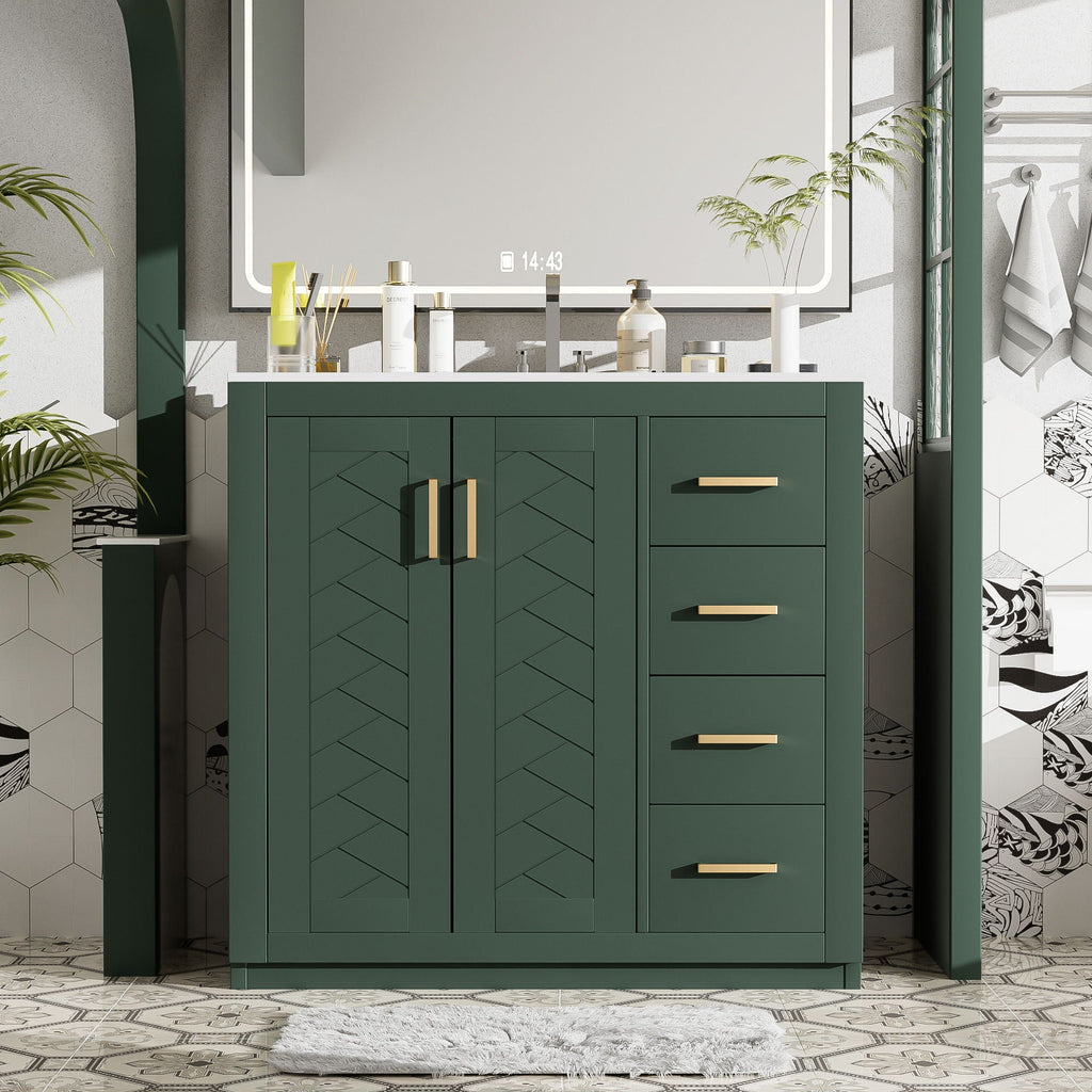 Bathroom Vanity With Sink Combo, Storage Cabinet, Freestanding Set With 3 Drawers & Soft Closing Doors