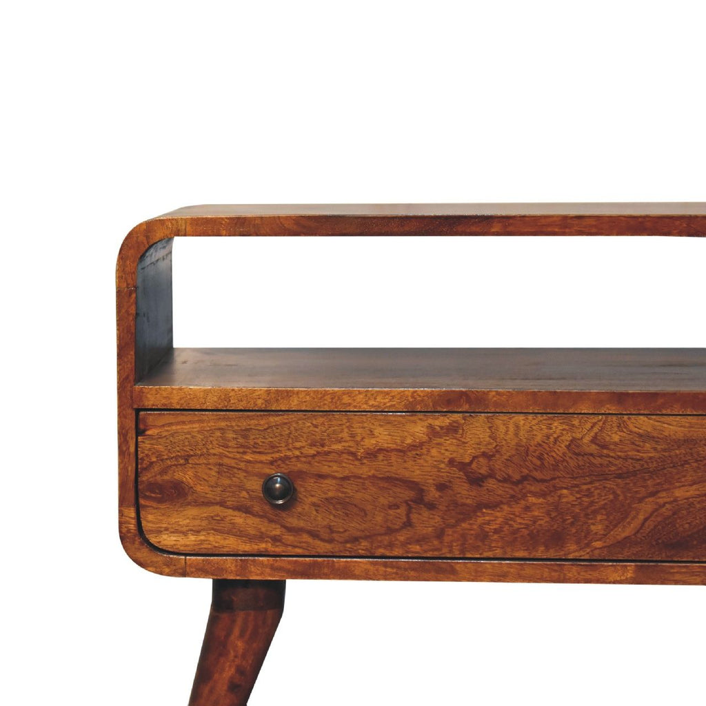 Mini Curved Media Unit - Chestnut