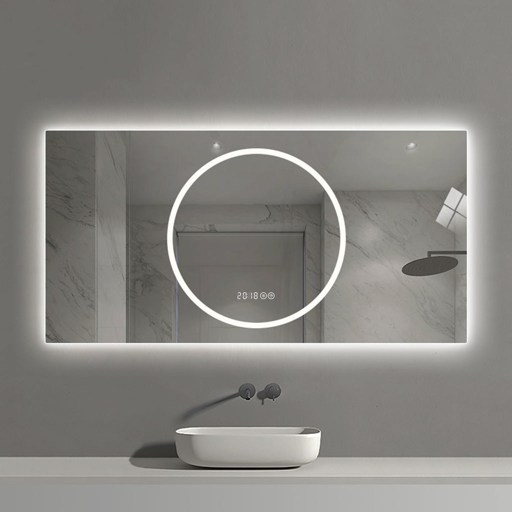 LED Vanity Mirror With Anti Fog & Dimmable Lights, Wall-Mounted - Antique Silver