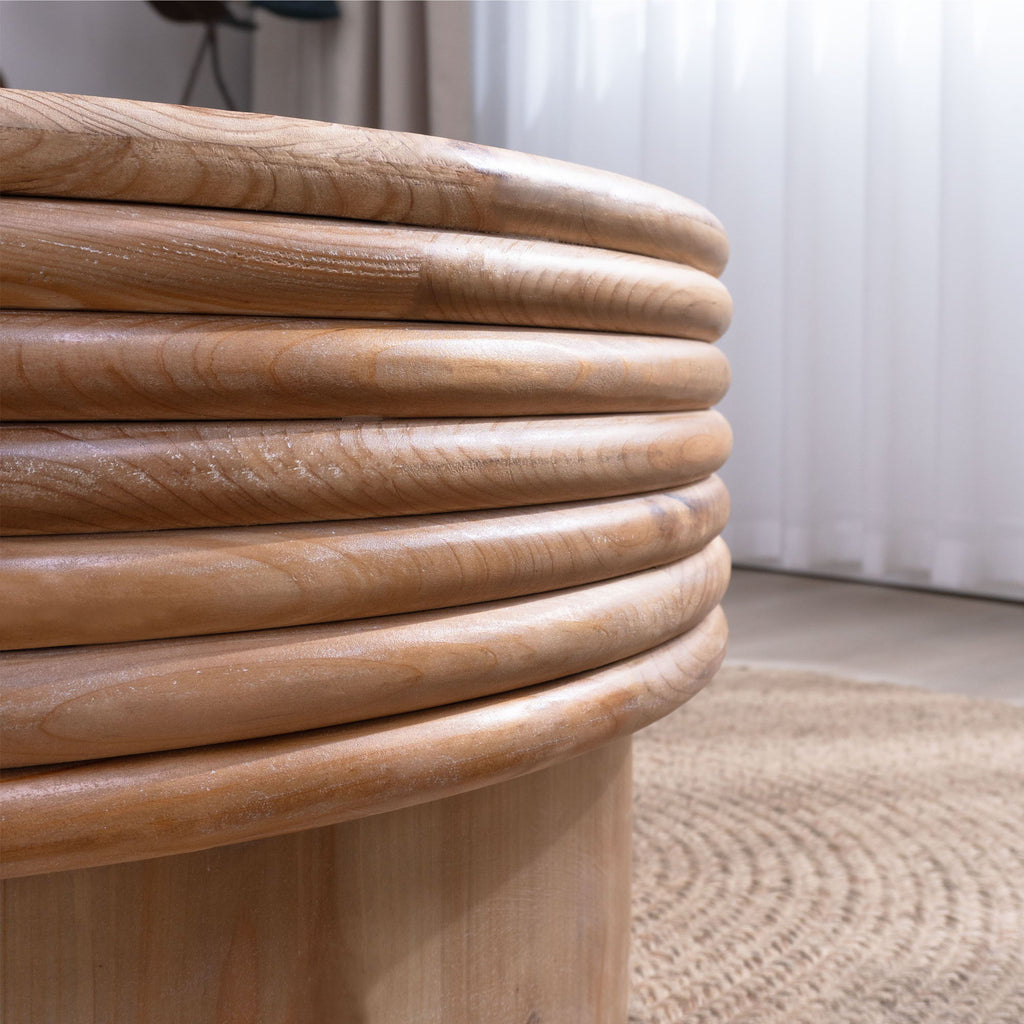 Round Wooden Coffee Table With Hidden Storage, Modern Rustic Centerpiece For Living Room - Multi / Natural / Rustic