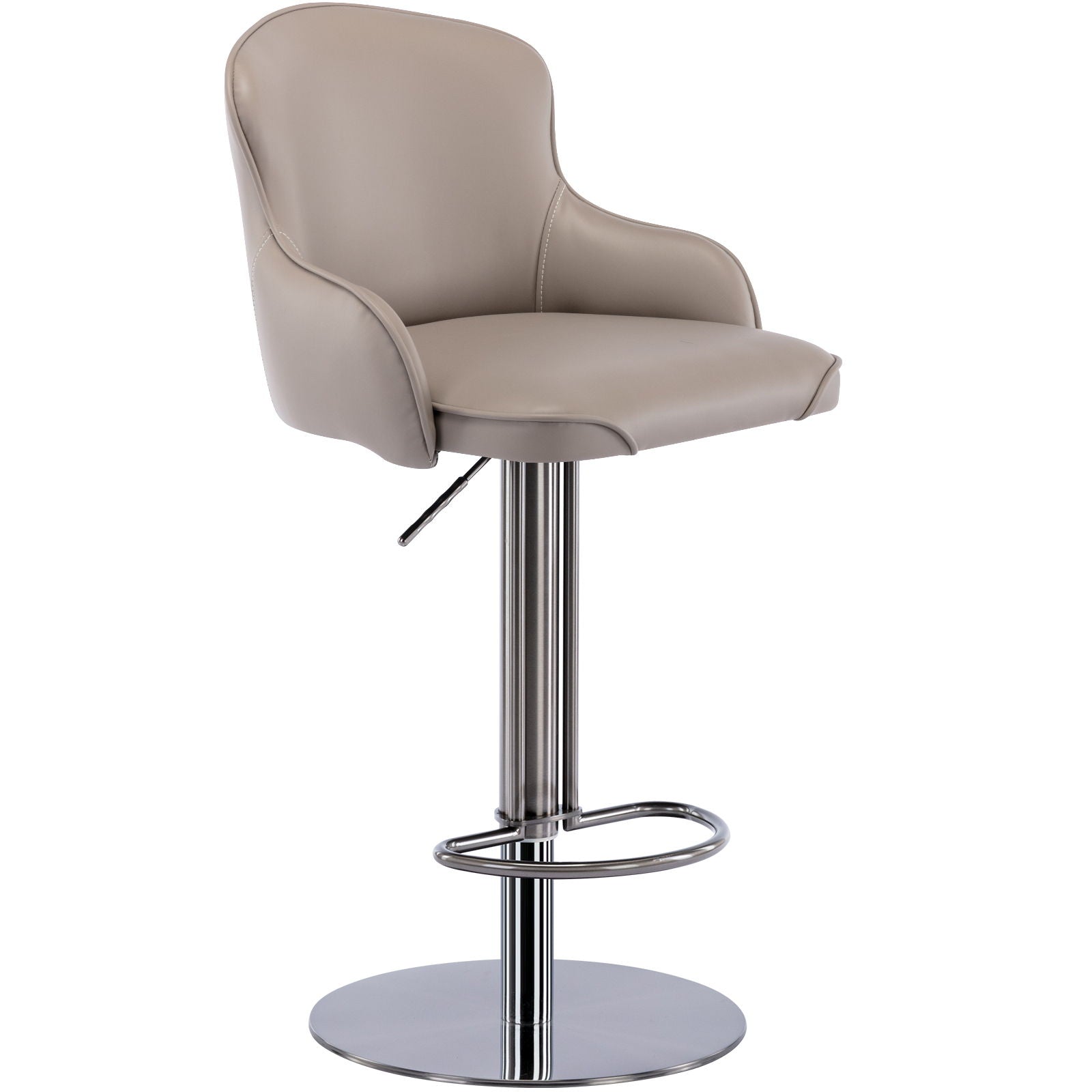 Titanium Stainless Steel Bar Stool, Grade Modern Bar Chair With Backrest, Swivel Adjustable Height For Kitchen Counter And Dining Room