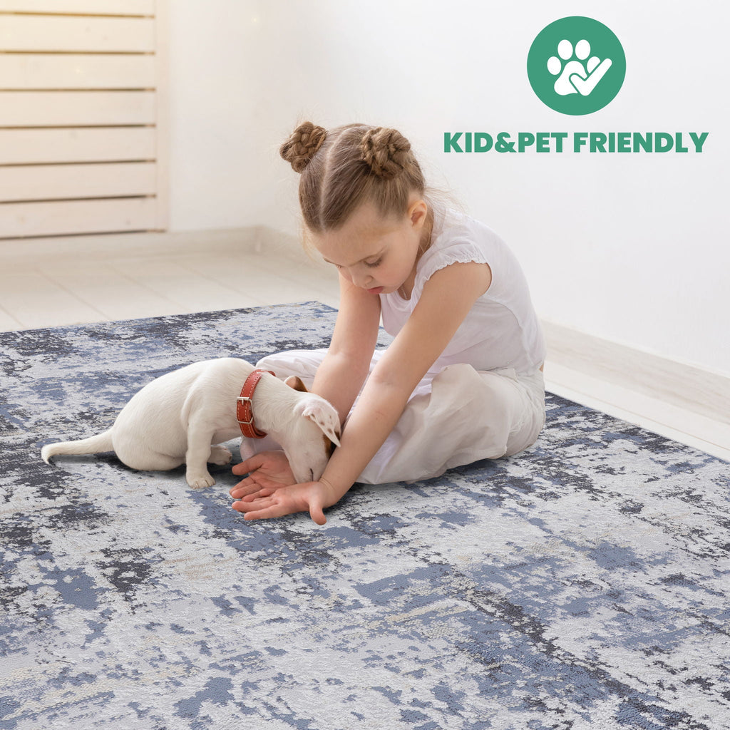 Payas - 8' X 10' Abstract Area Rug - Gray / Denim