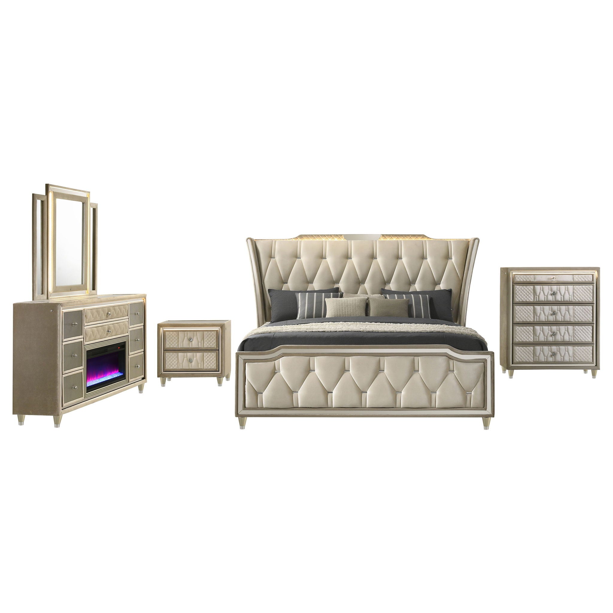 Lorient 5-piece California King Bedroom Set Ivory and Camel