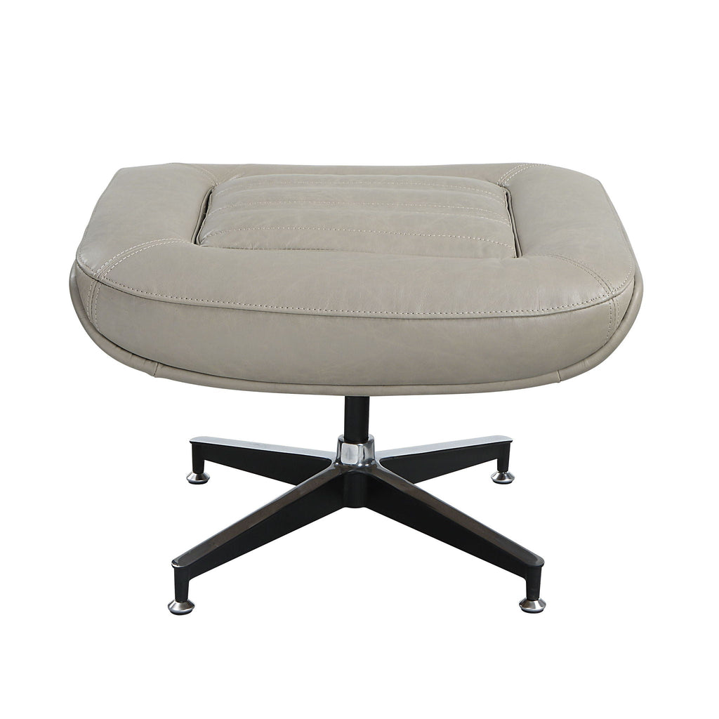 Piran - Twilight Top Grain Leather Accent Chair And Ottoman With Swivel - Gray