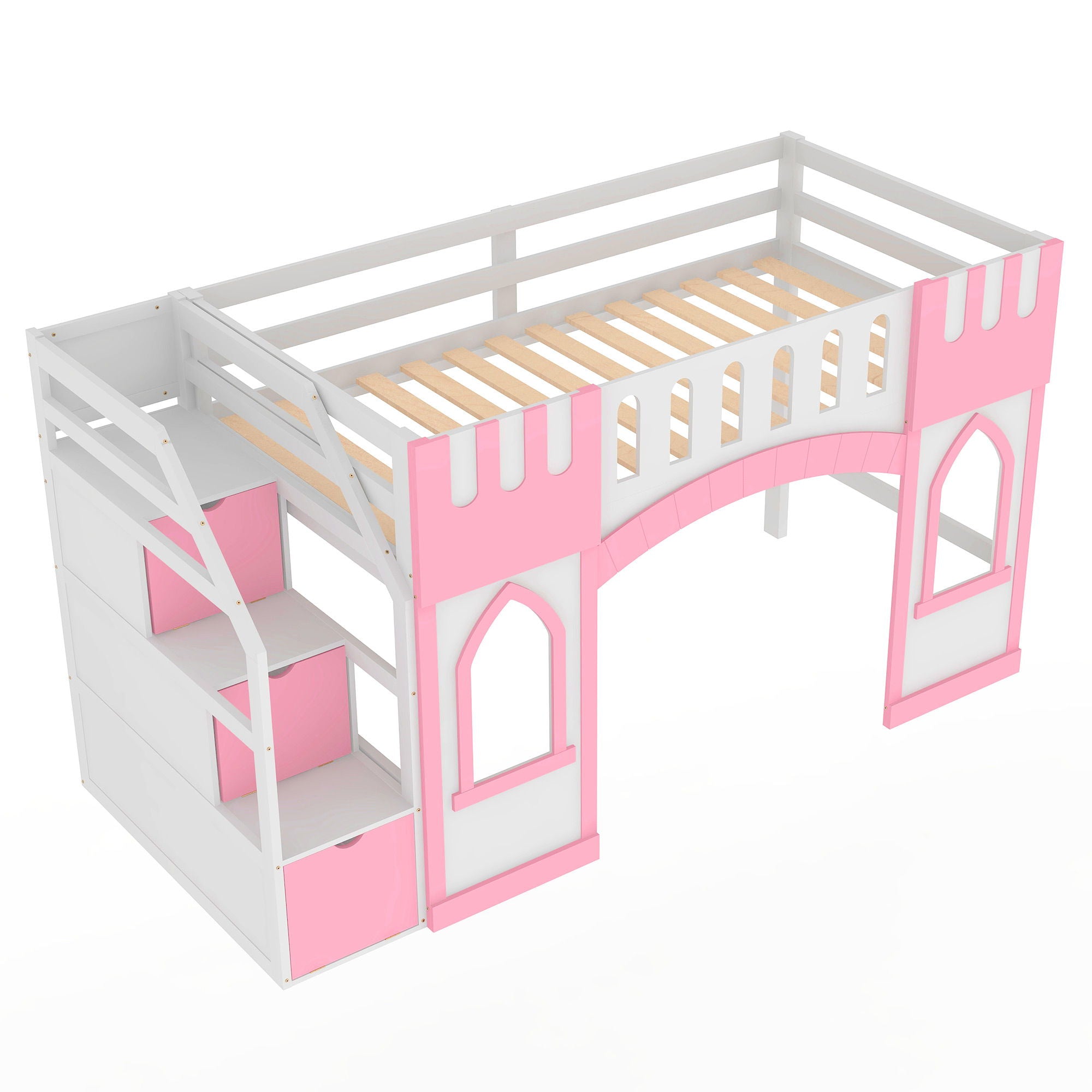Loft Bed With Storage Staircase And Windows
