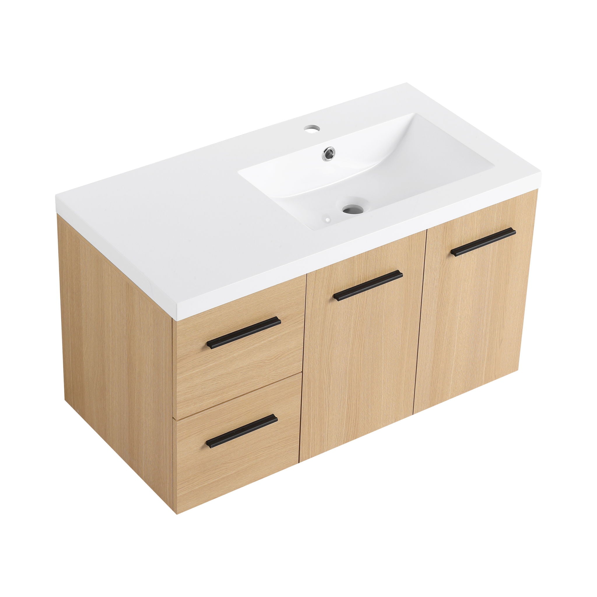 Wall Mounted Floating Bathroom Vanity With Sink, Door & Drawers Modular Cabinet