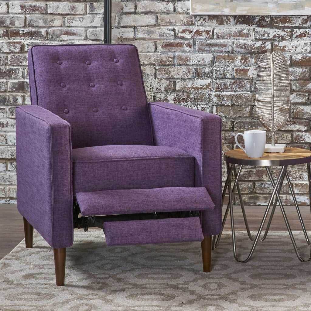 Mid-Century Modern Recliner With Button Tufted Waffle Stitch