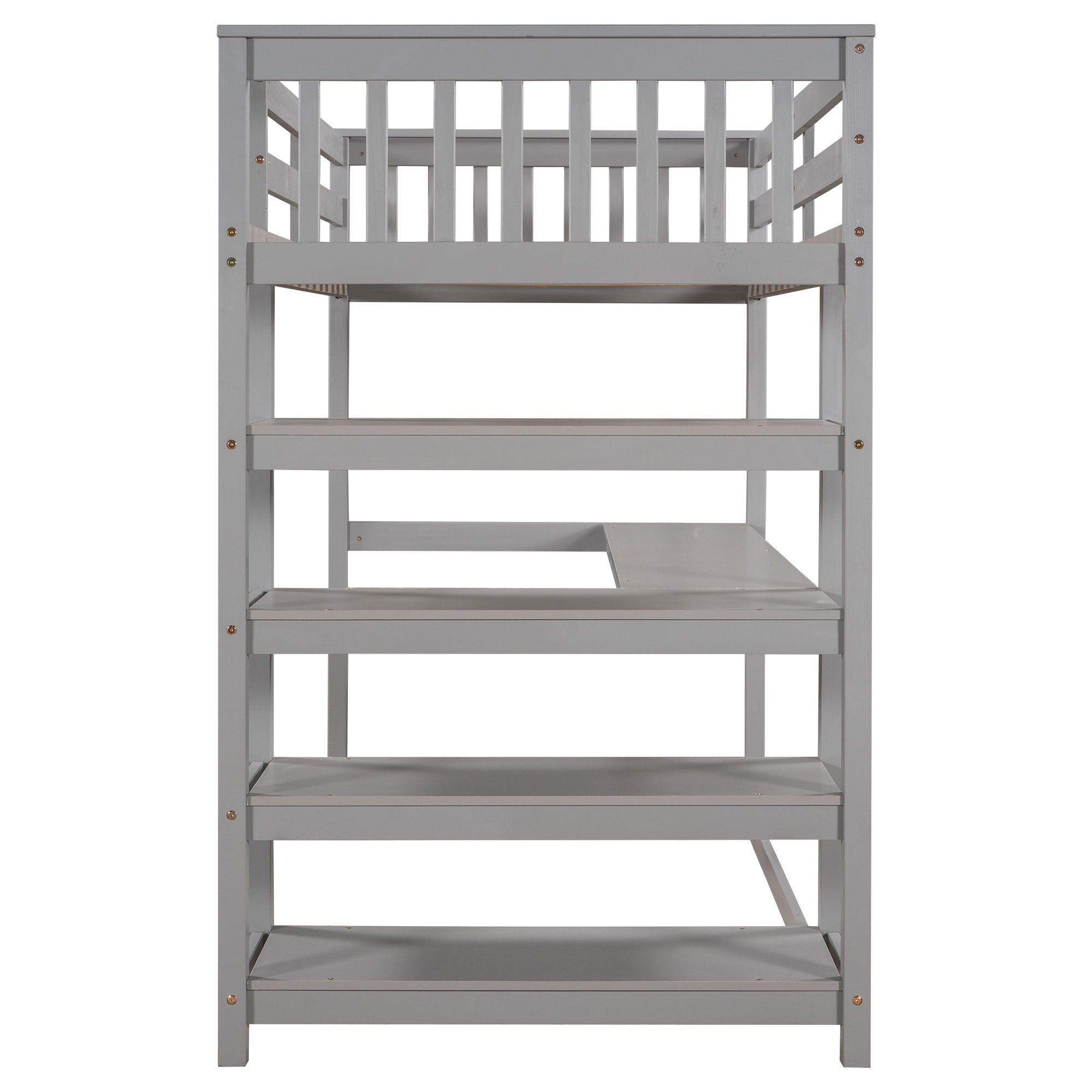 Loft Bed With Storage Shelves And Under Bed Desk