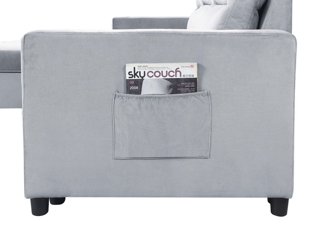 Ivy - Reversible Sleeper Sectional Sofa With Storage Chaise And Side Pocket