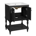 Modern Bathroom Vanity With Sink, Rectangular Cabinet With Open Shelf And Closed Storage