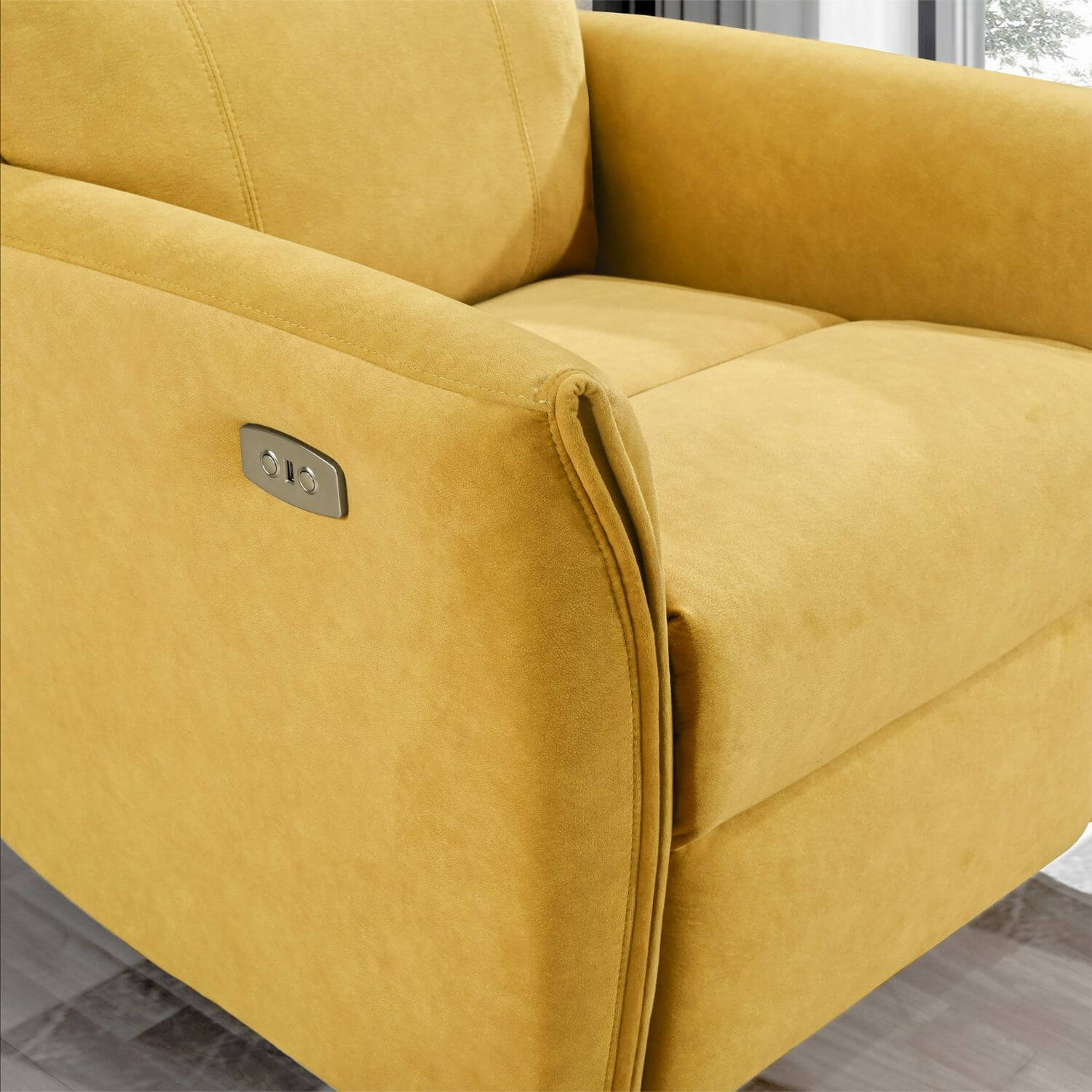 Ashcroft Asheville Dark Yellow Suede Recliner Chair