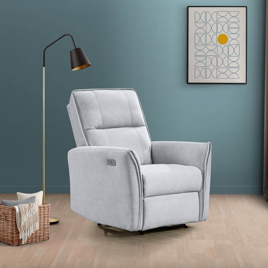 Ashcroft Asheville Grey Suede Recliner Chair