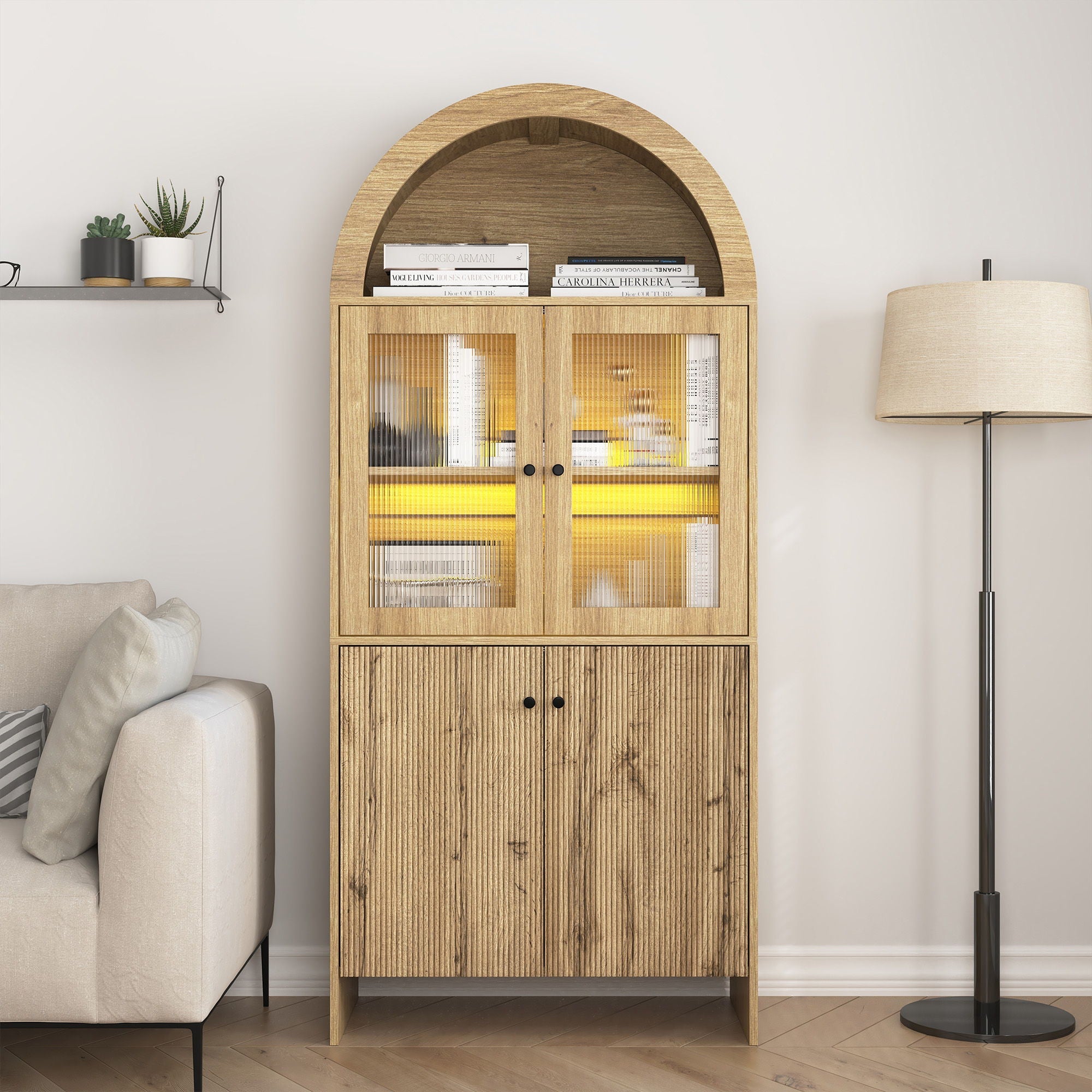 Modern Tech Inspired Dome Cabinet With LED Lighting