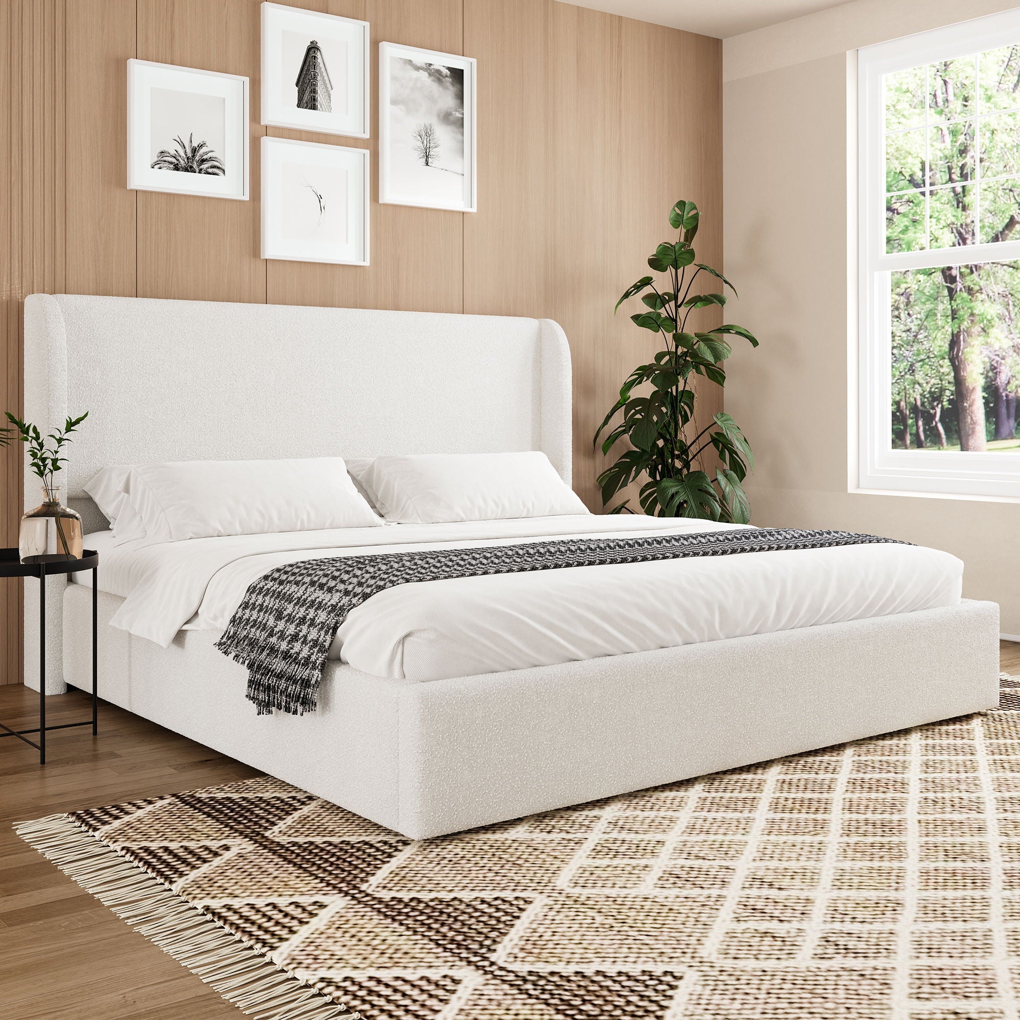 Upholstered Cloud Bed Frame With Headboard