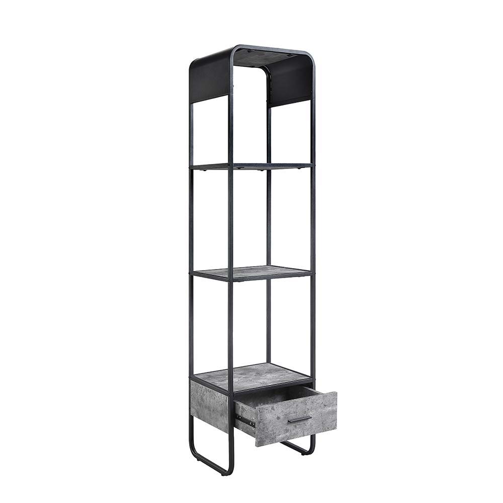 Raziela - TV Stand Side Pier - Concrete Gray & Black