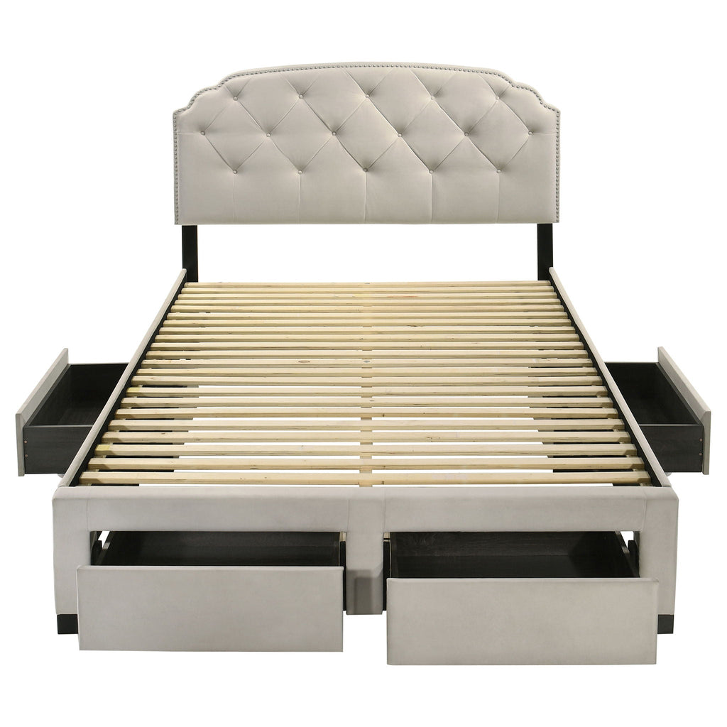 Marianna 4-drawer Upholstered Queen Storage Bed Cream