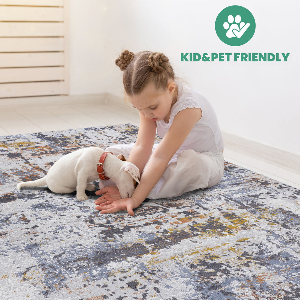 Payas - 8' X 10' Abstract Area Rug - Ivory / Blue
