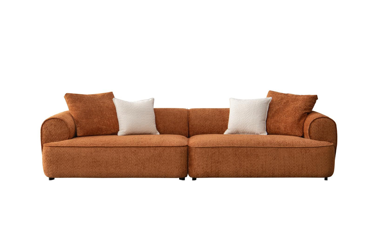 Sunset Collection Mid-Century Modern 4-Seater Fabric Sofa – 118"