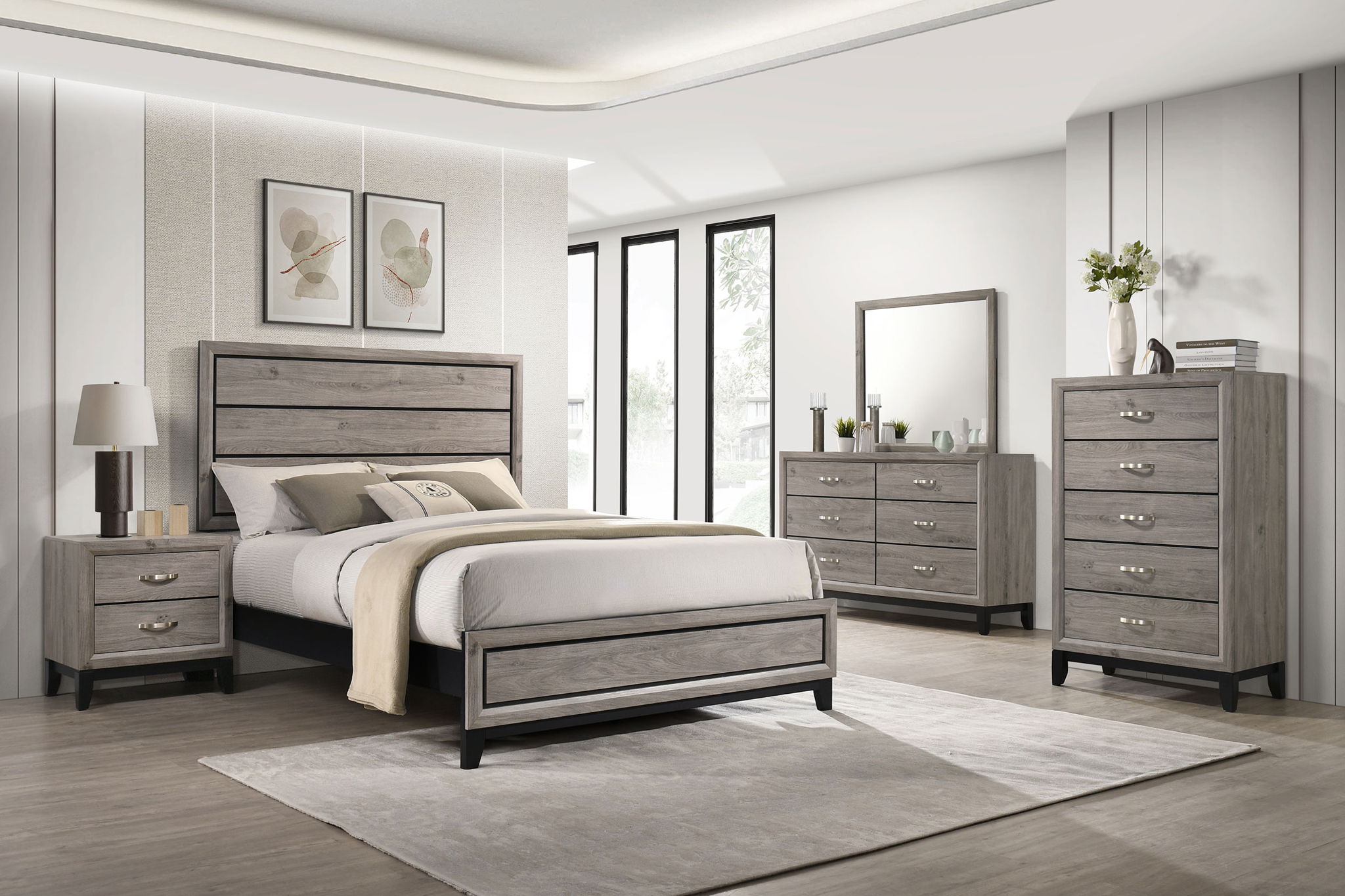 Watson Five-piece Full Bedroom Set Light Taupe