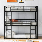 Triple Bunk Bed With Sturdy Construction And Space Saving Design