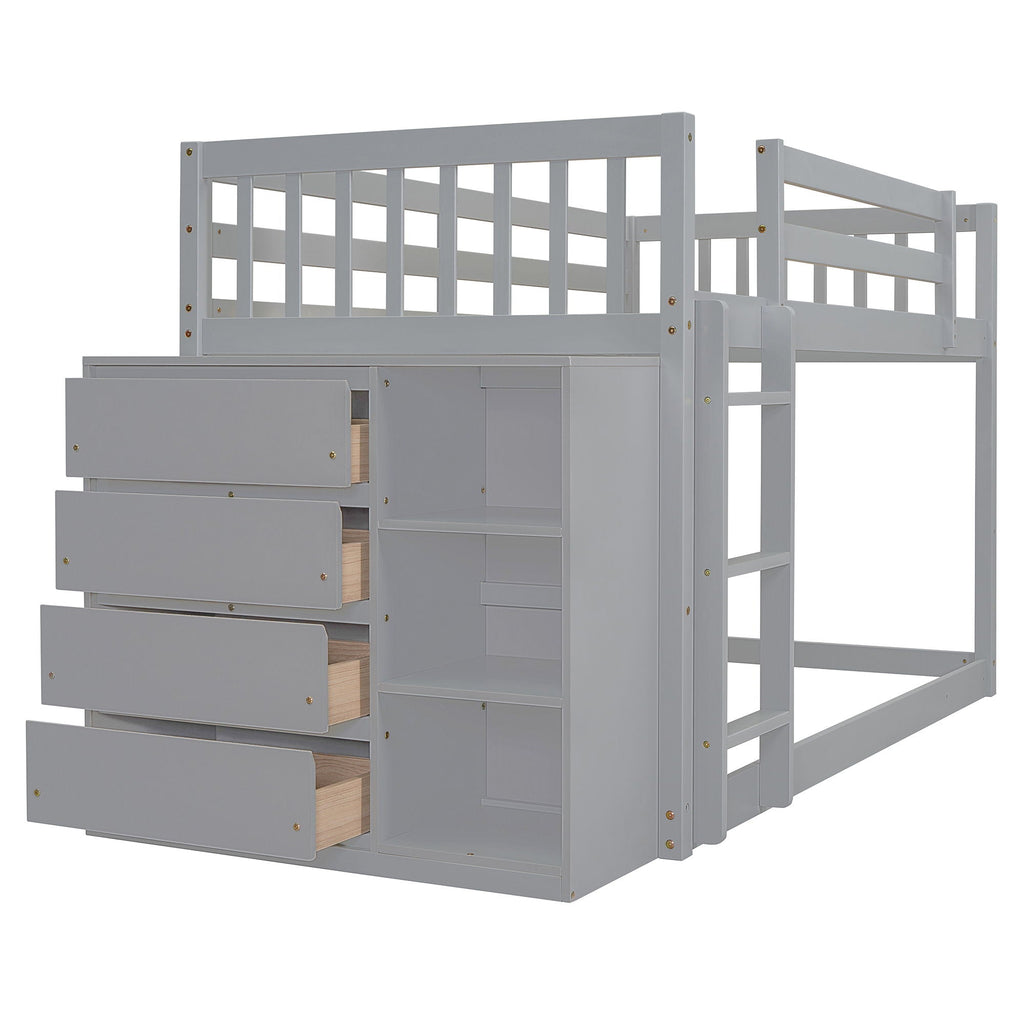 Bunk Bed With 4 Drawers And 3 Shelves