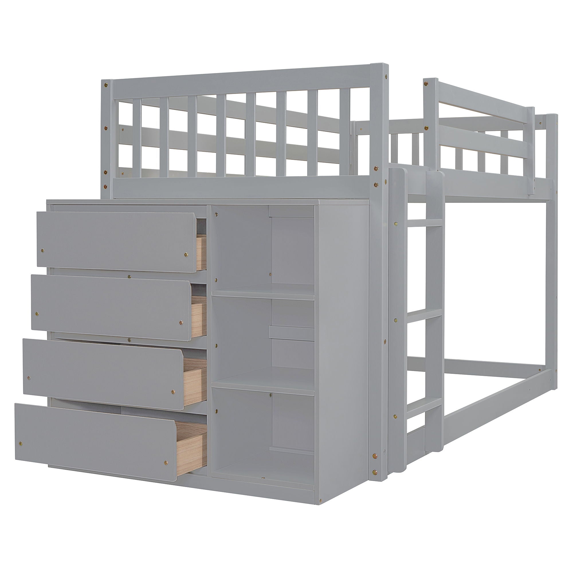 Bunk Bed With 4 Drawers And 3 Shelves