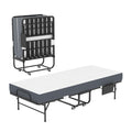 Twin Folding Bed With Memory Foam Mattress, On Wheels, Portable Bed For Adults & Guests - Black