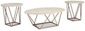 Tarica - Occasional Table Set (Set of 3) - White / Metallic