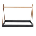 Full Size Tent Floor Bed With Triangle Structure, Low Profile Design - Black / Brown