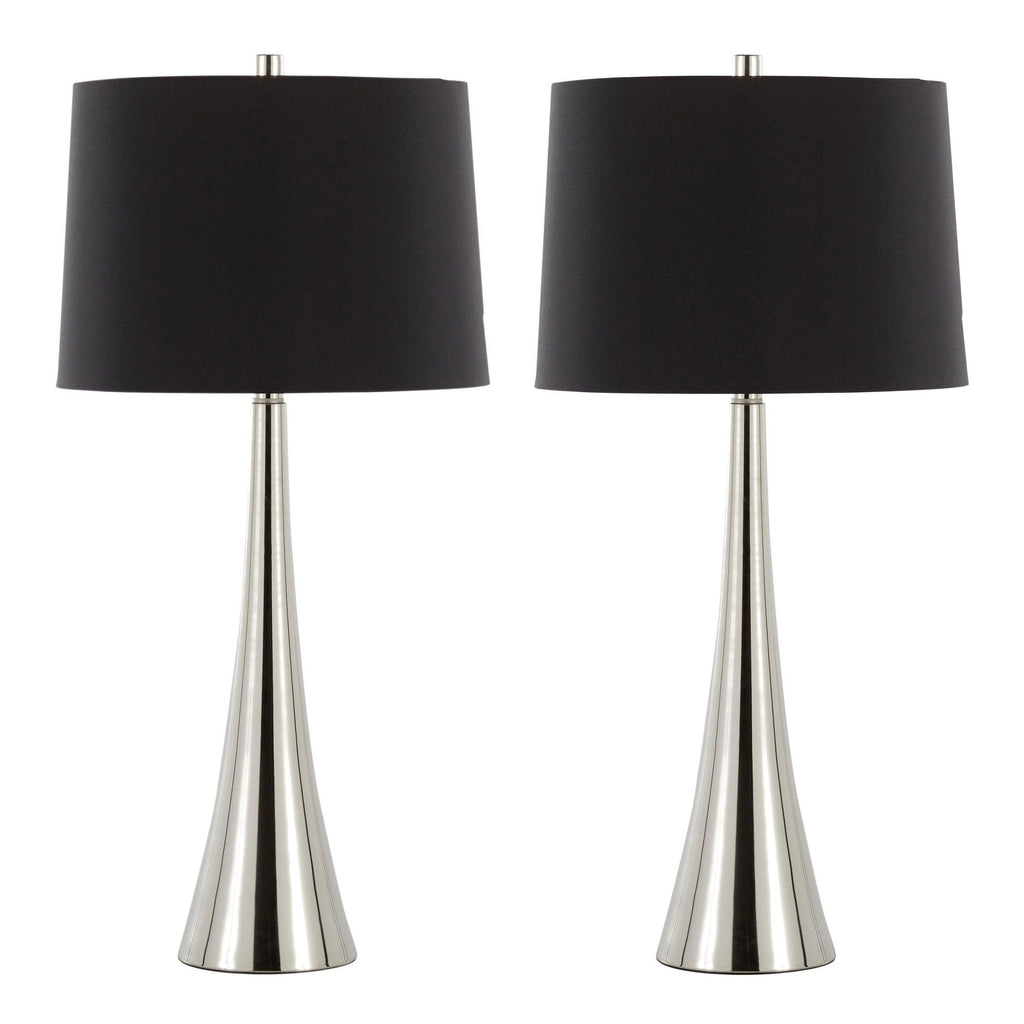 Diana - Contemporary Table Lamp (Set of 2) - Polished Nickel / Black Satin