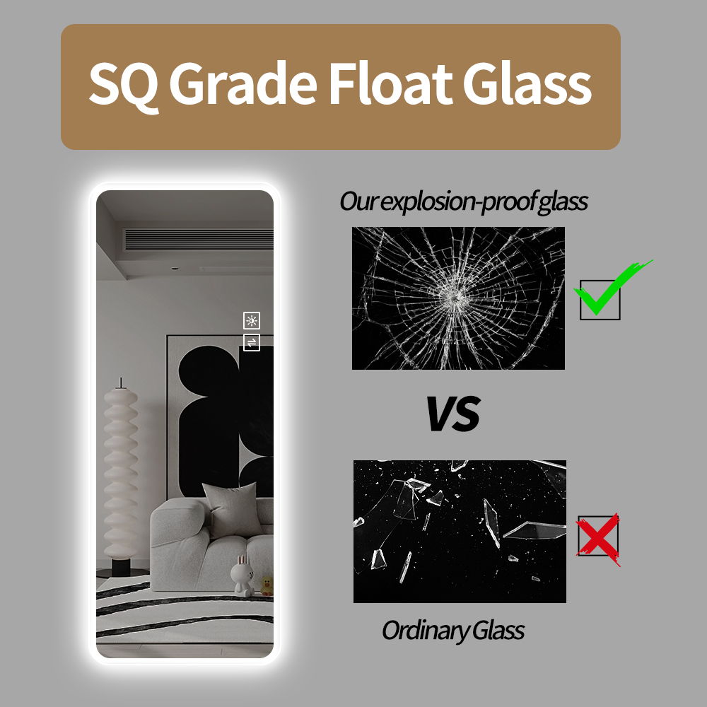 Full Length Mirror Lighted Vanity Body Mirror LED Mirror Wall Mounted Mirror Big Size Rounded Corners, Bedroom, Living Room, Dressing Room Hotel - Clear