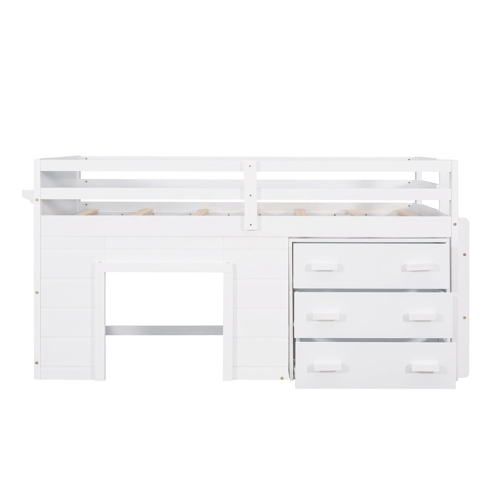 Loft Bed With Cabinet And Shelf